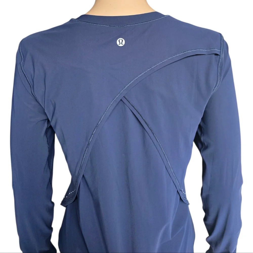 Lululemon UV Protection Fold-Over Running Long-Sleeve Shirt Night Sea